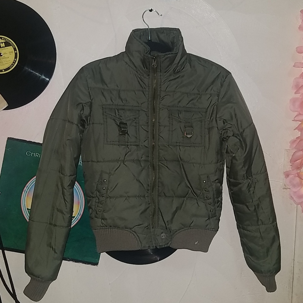 Warm Olive Puffer Jacket
